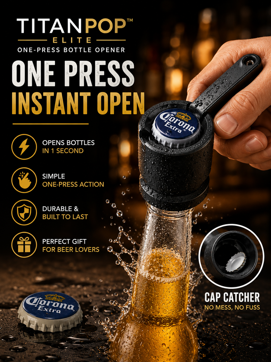 TitanPop™ Elite One-Press Bottle Opener ✨