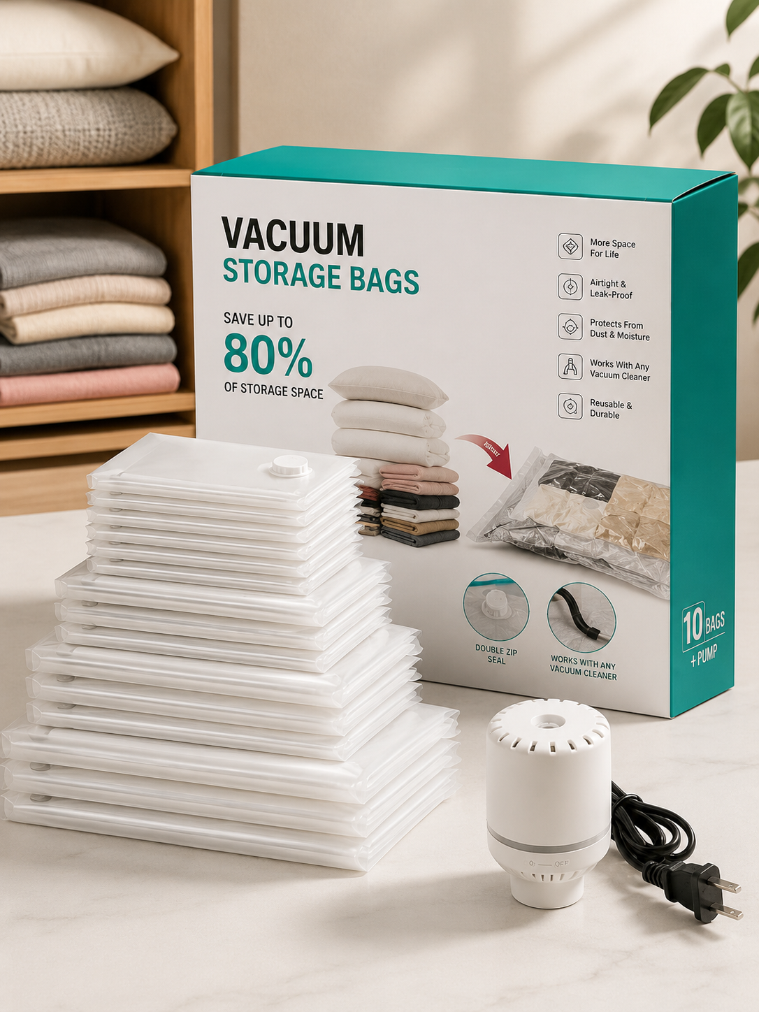 VacuSeal™ Space Saving Vacuum Storage Bags | 15-Piece Set