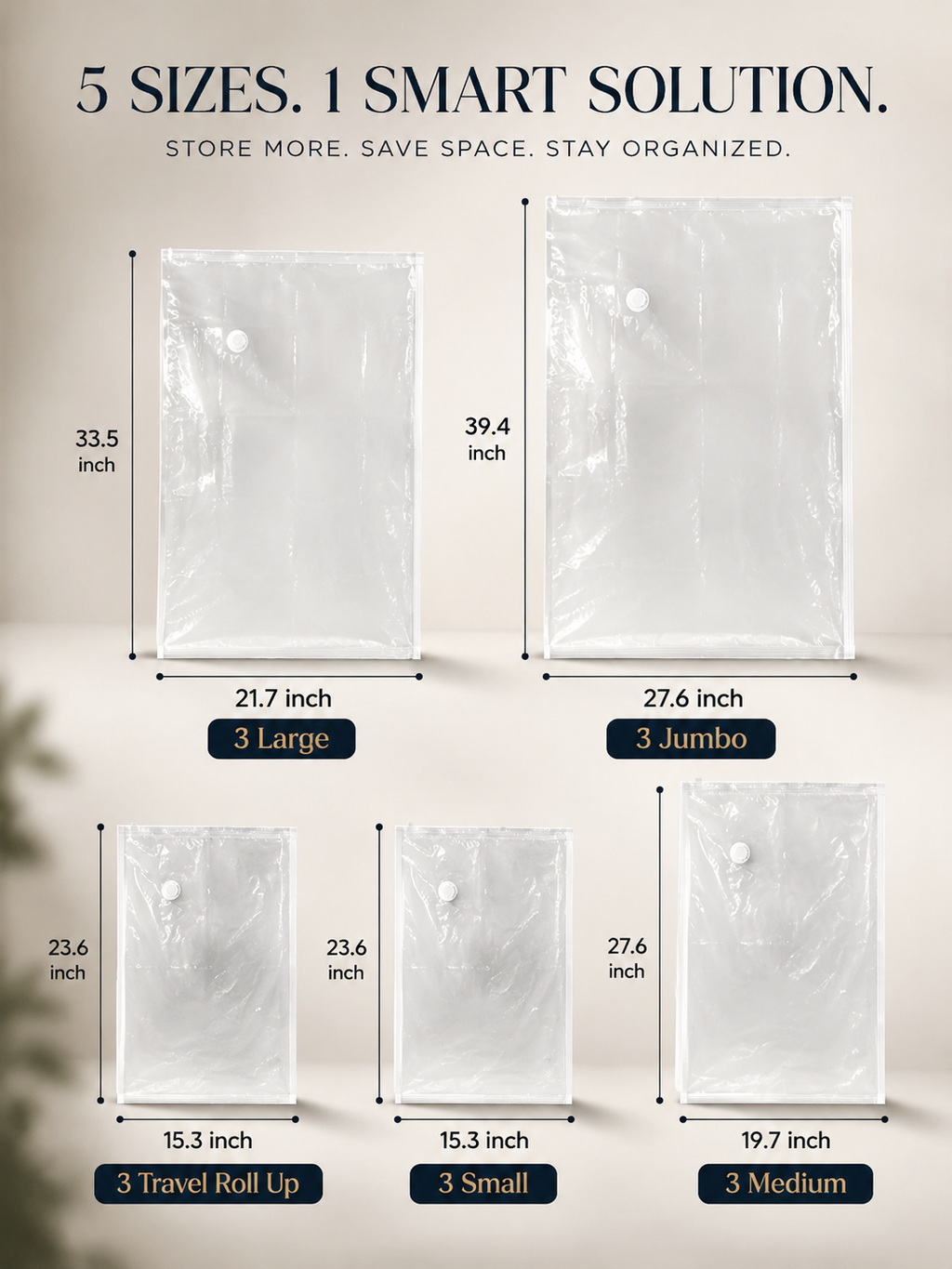VacuSeal™ Space Saving Vacuum Storage Bags | 15-Piece Set