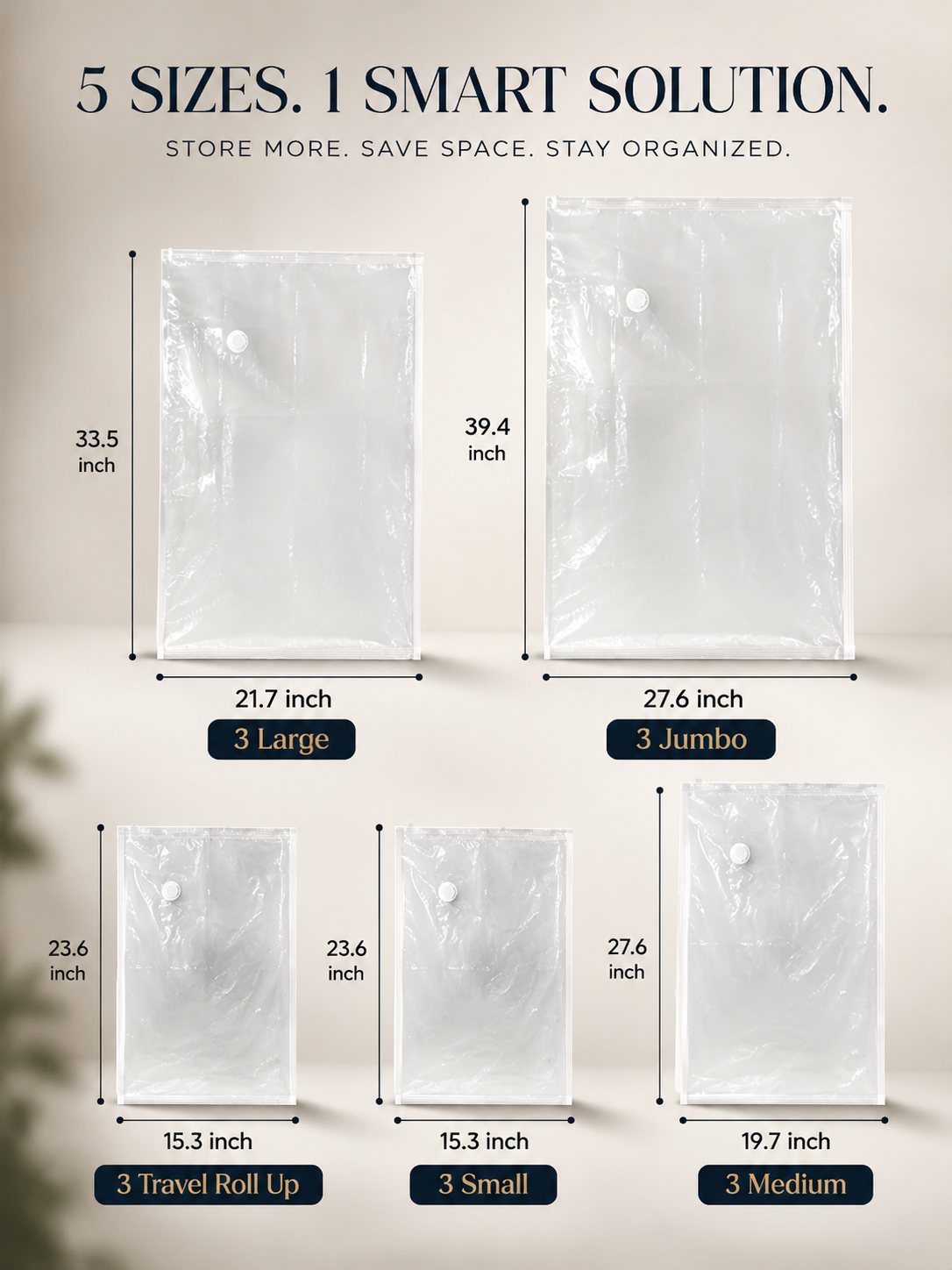 VacuSeal™ Space Saving Vacuum Storage Bags | 15-Piece Set