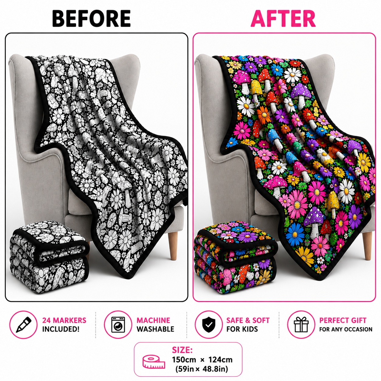 Reusable Washable Coloring Blanket